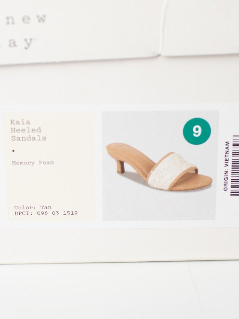 A New Day Kaia Heeled Sandals Size 9 Tan Sequin Strap Memory Foam Slip On Mules - Picture 8 of 8